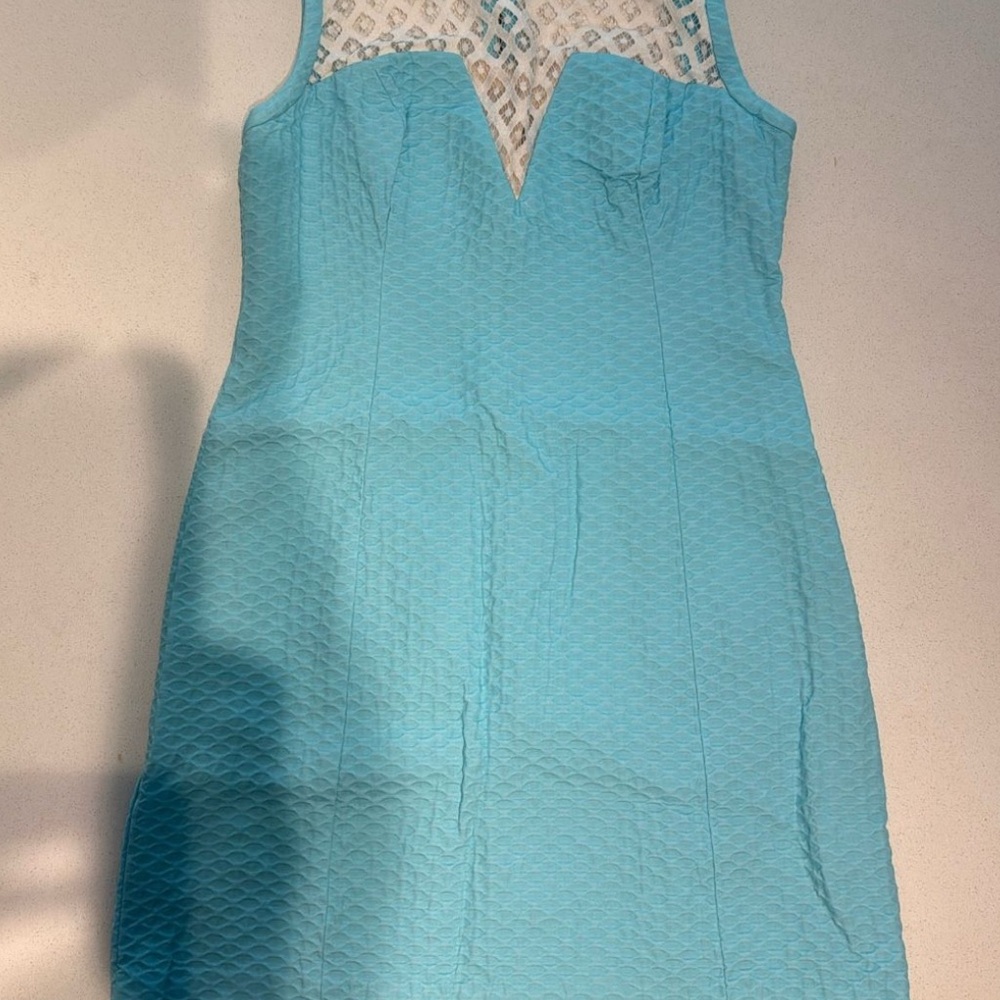 Lilly Pulitzer Aqua Diamond-Patterned Midi Dress